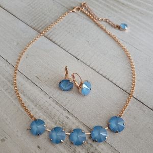 Austrian Crystal Necklace and Earrings in Rose Gold